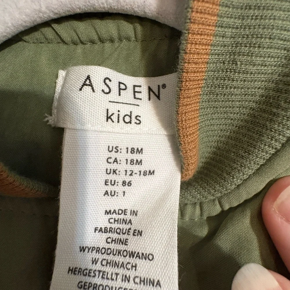 Aspen Kids Boys 18 Month‎ bomber jacket Olive green zip closure Lion patch NWT